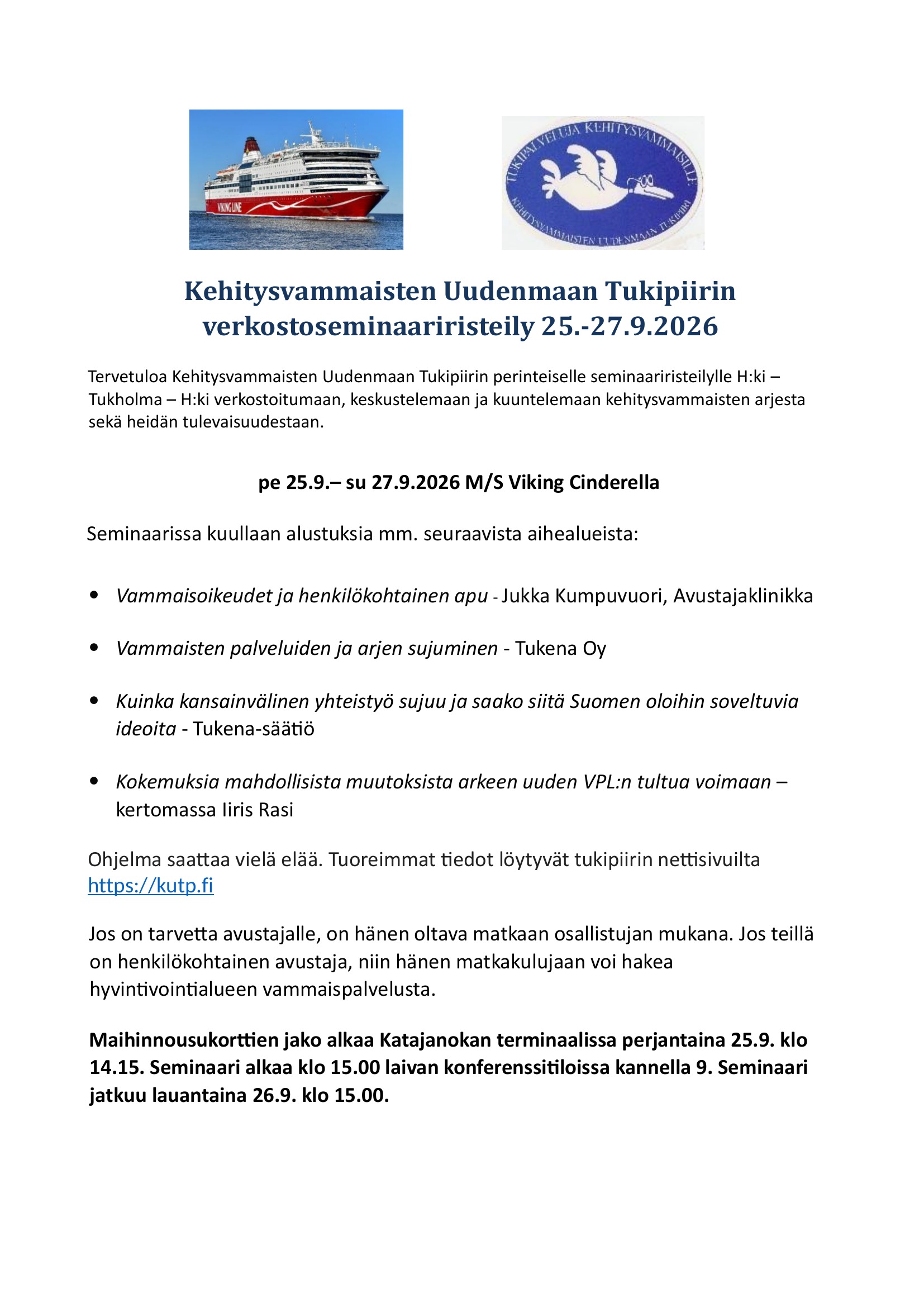 Verkostoseminaariristeily 25.–27.9.2026, sivu 1